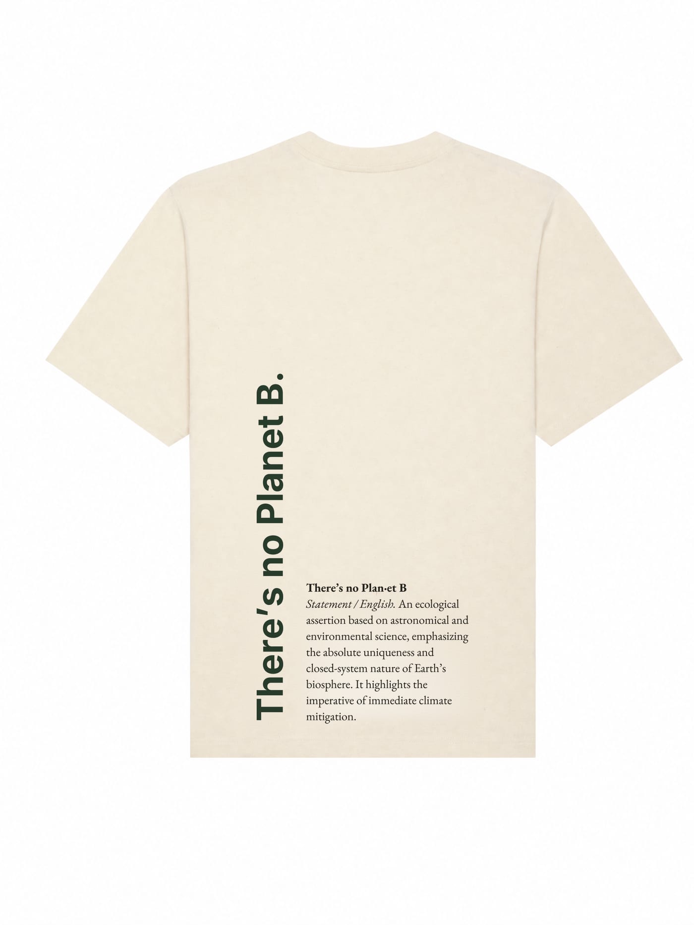 There's no Planet B. — Hinten, mit dem Statement (mit KI erstellte Aufnahme)