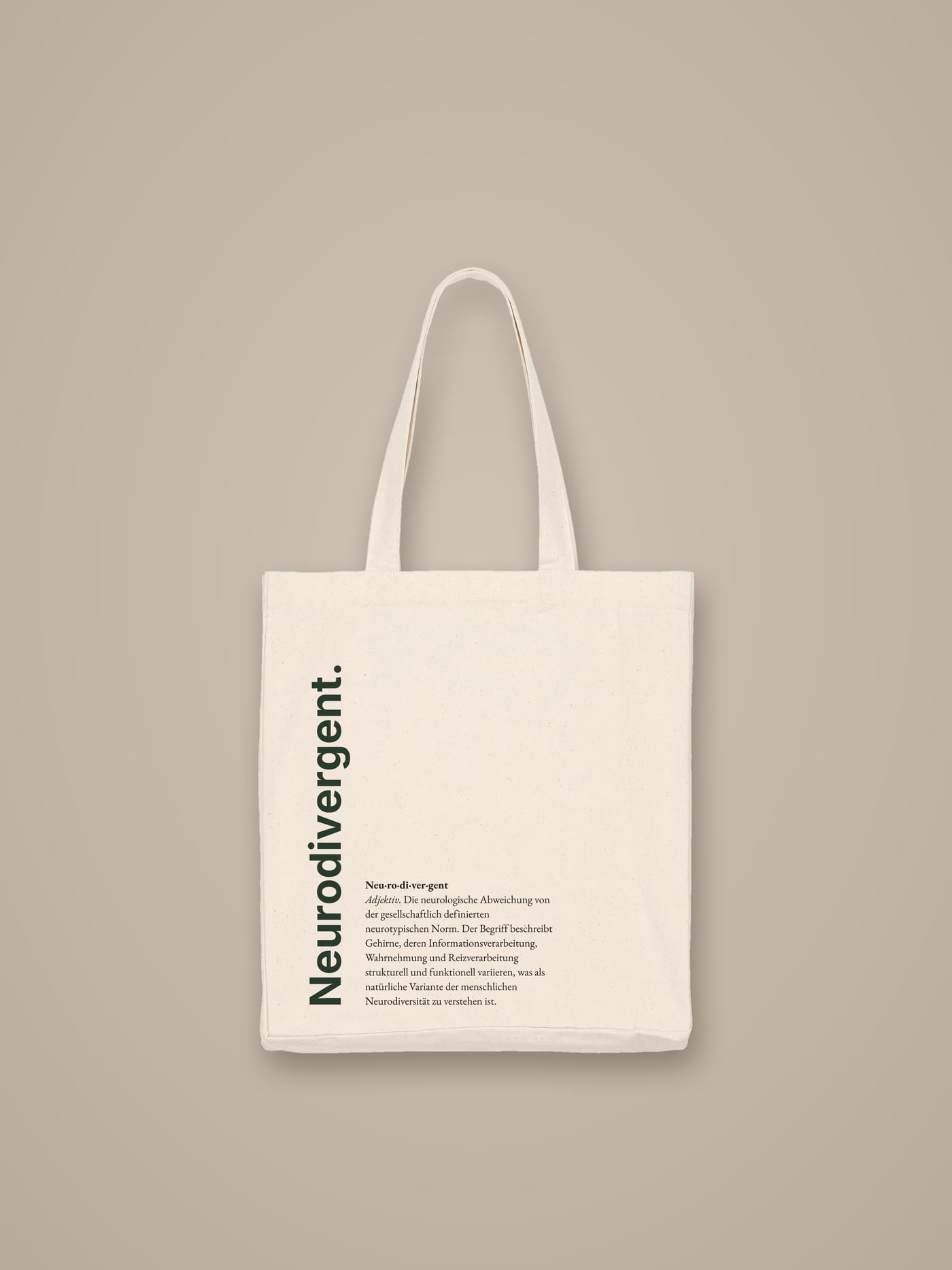 Tote Bag mit Statement — Seite mit Statement, mit dem Statement (mit KI erstellte Aufnahme)