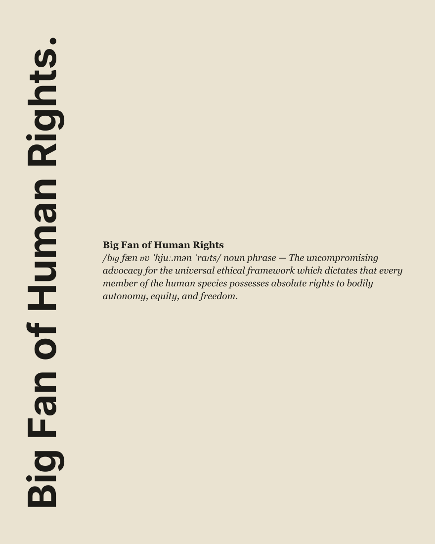 Big Fan of Human Rights. — Rückseite mit Statement
